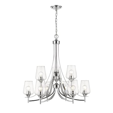 Joliet 9 Light Chandelier, Chrome & Clear